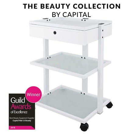 Capital Pro Beauty Trolley with Drawer – White